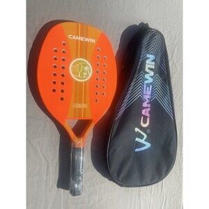 Camewin Orange Carbon Beach Tennis Racquet Racket Paddle Soft EVA Summer Fun
